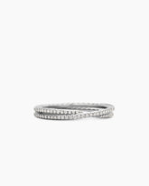 DY Crossover® Micro Pavé Band Ring in Platinum with Pavé Diamonds, 3.14mm